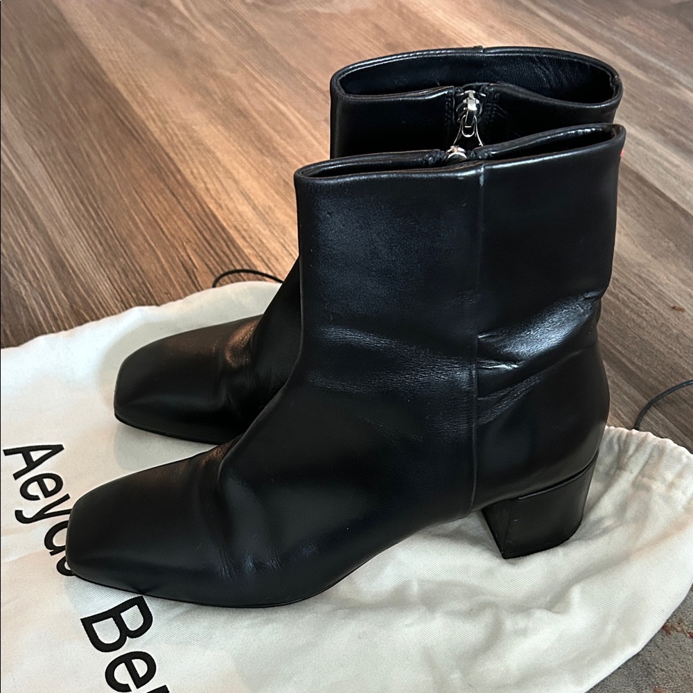 Aeyde Sleek Black Ankle Booties